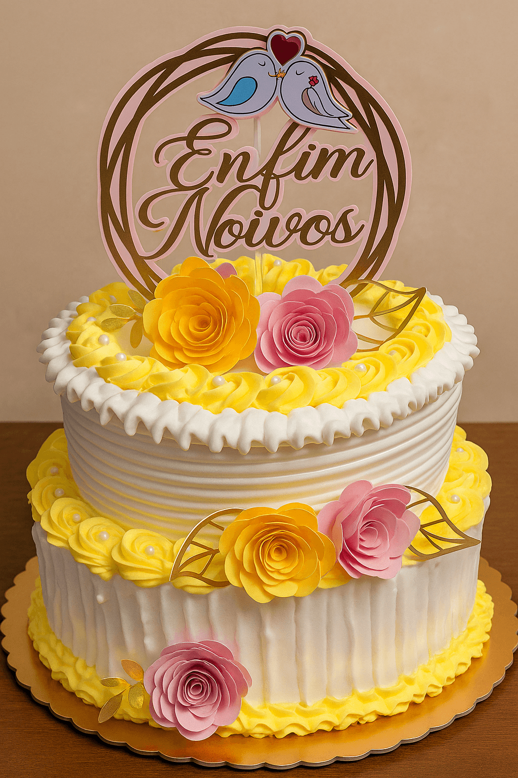 Bolo de Casamento Clássico com Flores de Açúcar