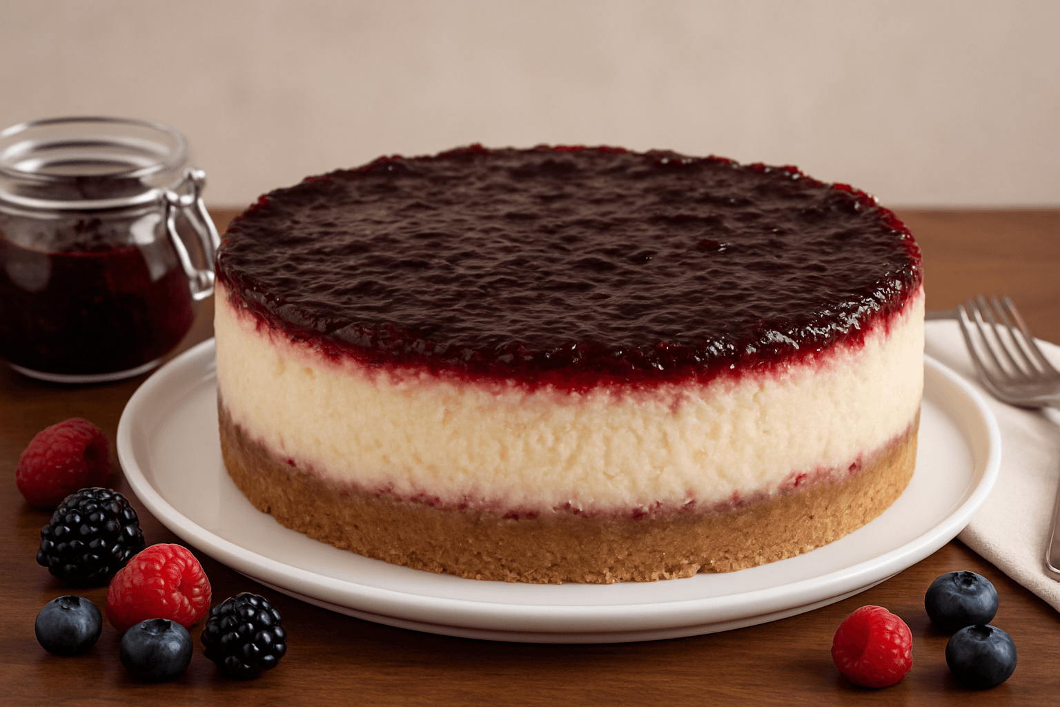 Cheesecake com Gelatina de Frutas Vermelhas